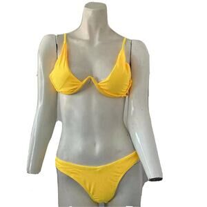 Bikini Womens Medium Yellow 2 Piece Underwire Stretch